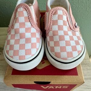 Vans Pink Checkerboard Slip-On Shoes